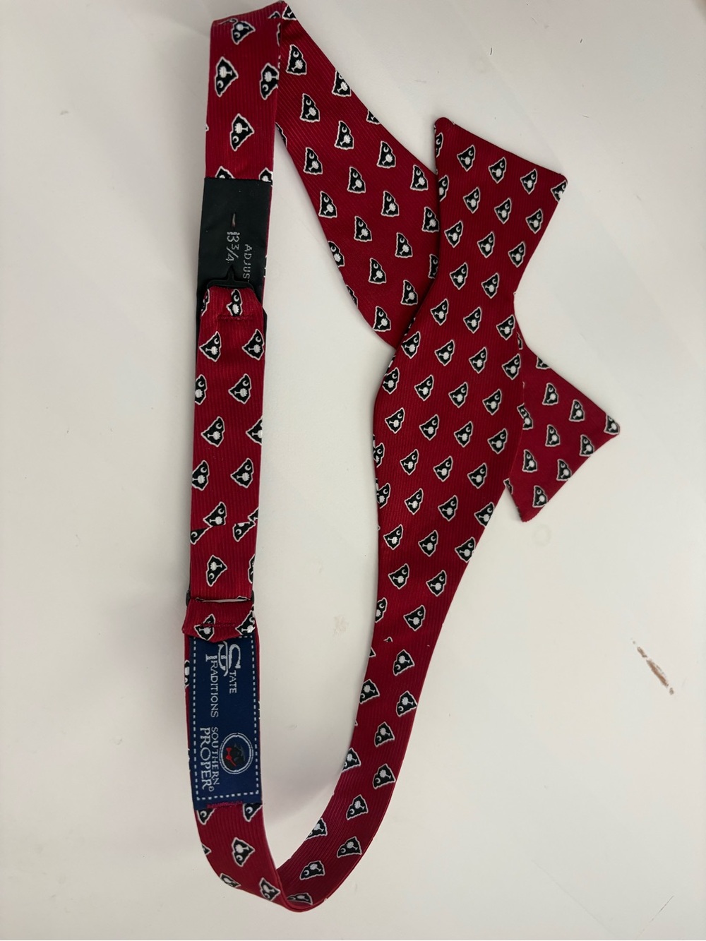 Southern Proper Garnet Bow Tie with Black & White South Carolina Motif.
